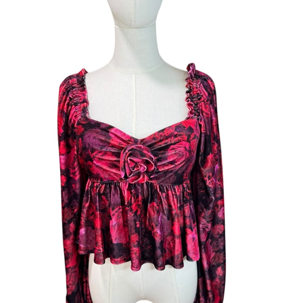 Chelsea & Violet Velveteen Cropped Blouse Size S | NWT